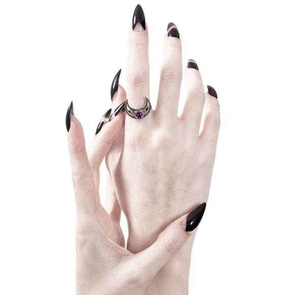 ♡ ROGUE + WOLF Mirror Stainless Steel Ring Rhea 925 Silver Amethyst Stone Purple - Picture 3 of 12